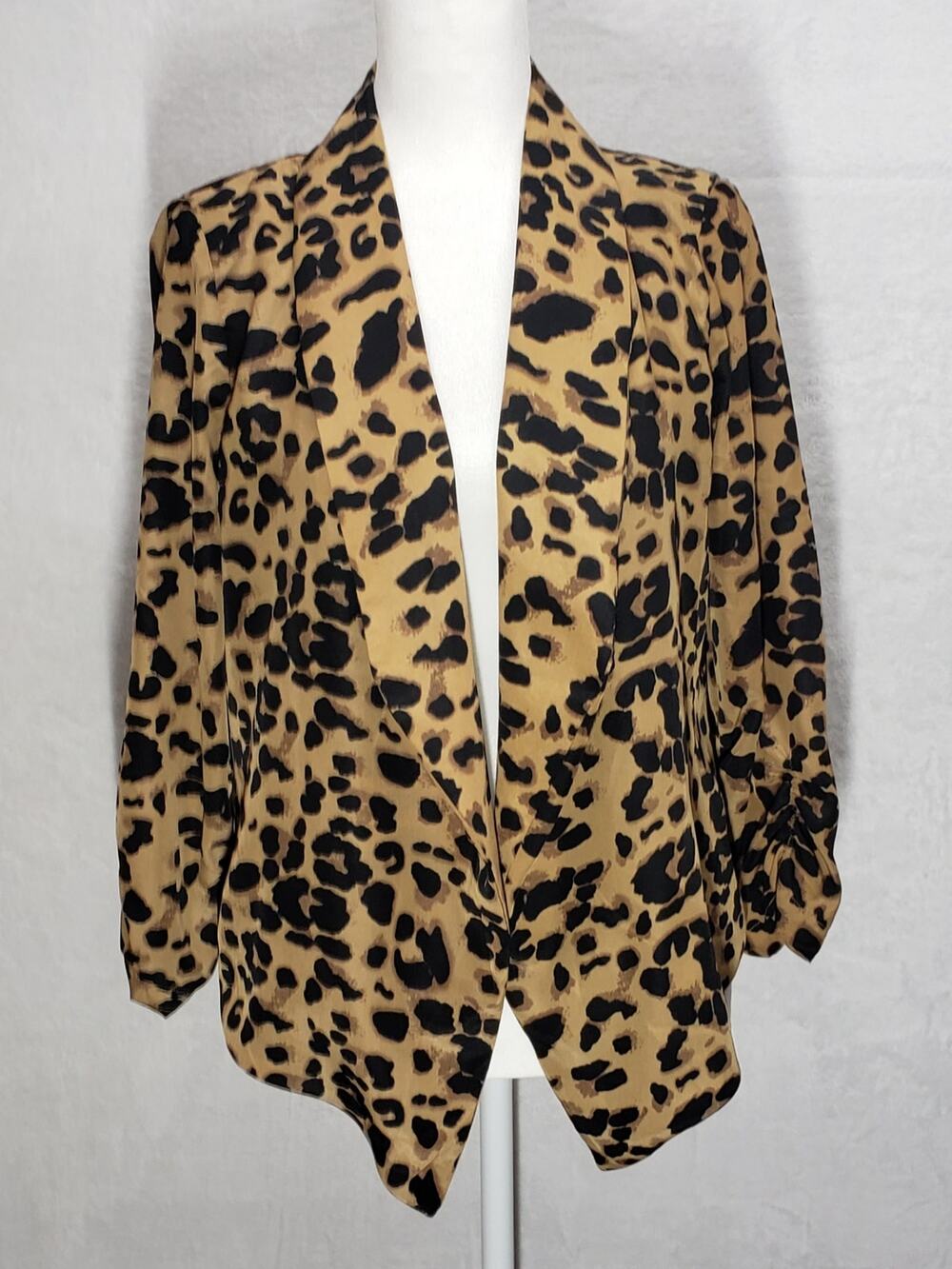 Pearl Cato Animal Print Waterfall Cardigan M Vintage Inspired Indie Woodglass